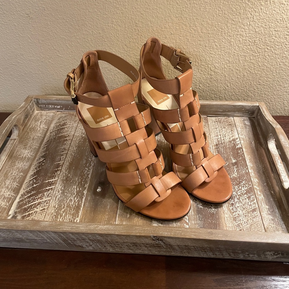 Dolce Vita Niro Gladiator Heel Tan Strappy Block Heel Sandals Size 9 - Picture 3 of 12